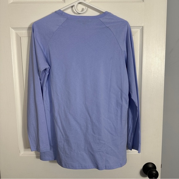 Eileen Fisher women's long sleeved tee, sz L, hi/lo hem, periwinkle blue, layer - Picture 5 of 6